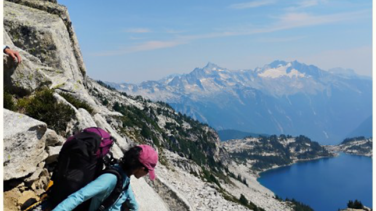 Woman scientist in the mountains